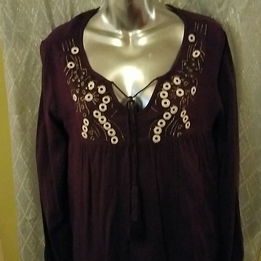 Boho, purple top, spade &Heart,...med